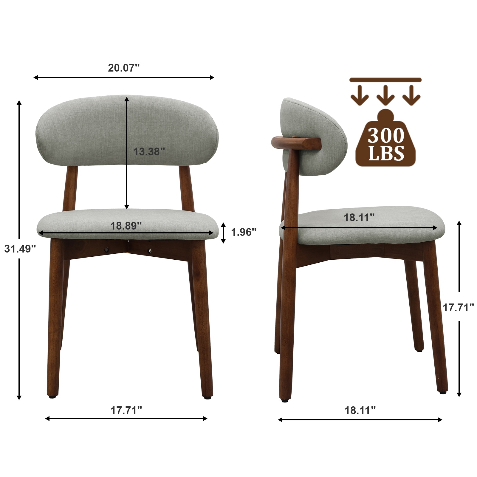 Laurel Green Flannelette Upholstered Dining Chair With Walnut Solid Wood Legs, Armless Chair Set Of 4 For Kitchen, Restaurant, Living, Meeting Room_maomaolike.com